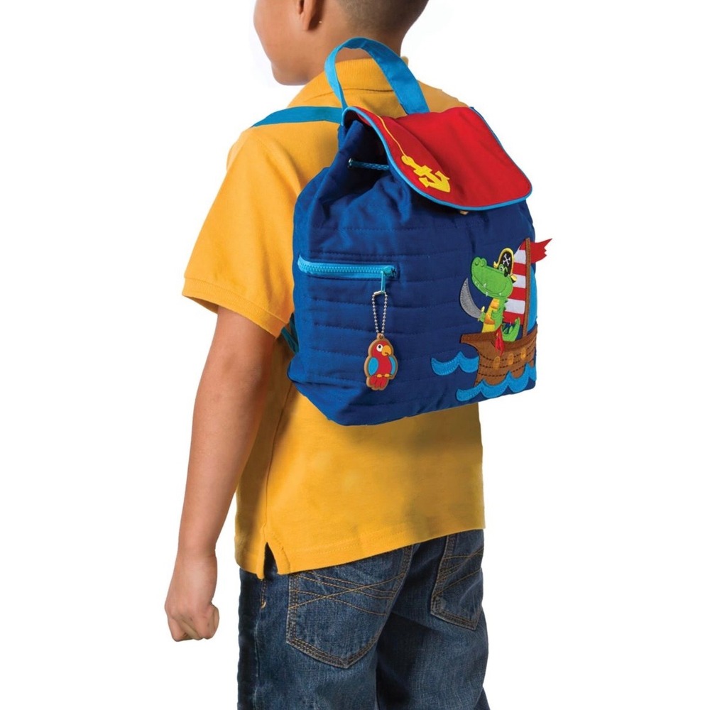 Stephen Joseph Alligator Pirate Quilted Drawstring Backpack Kids Overnight Bag